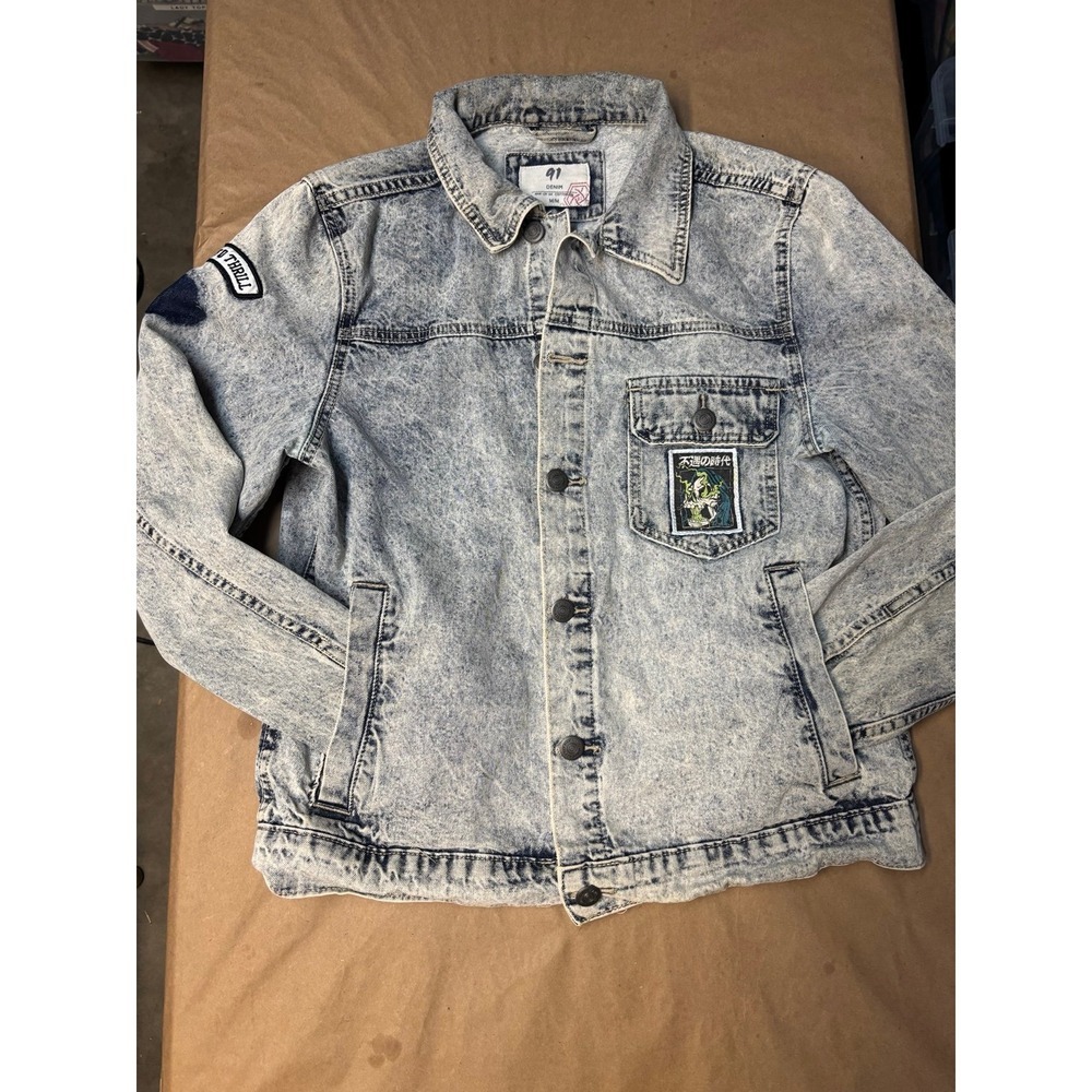 Men's Cotton-On Light Blue Stonewash Faded Trucker Jean Jacket Sz Medium - Picture 1 of 10